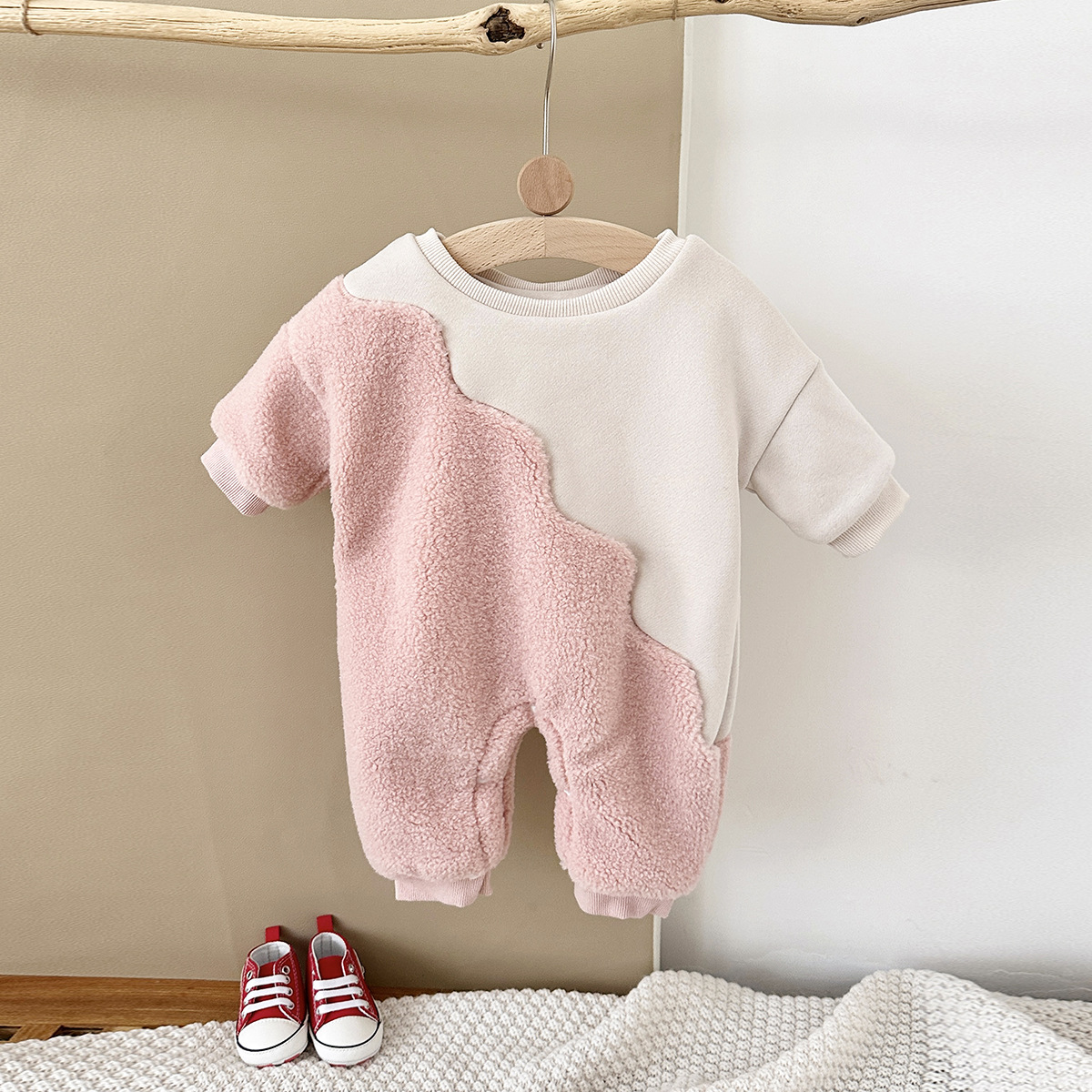 Baby Color Block Fleece Jumpsuit