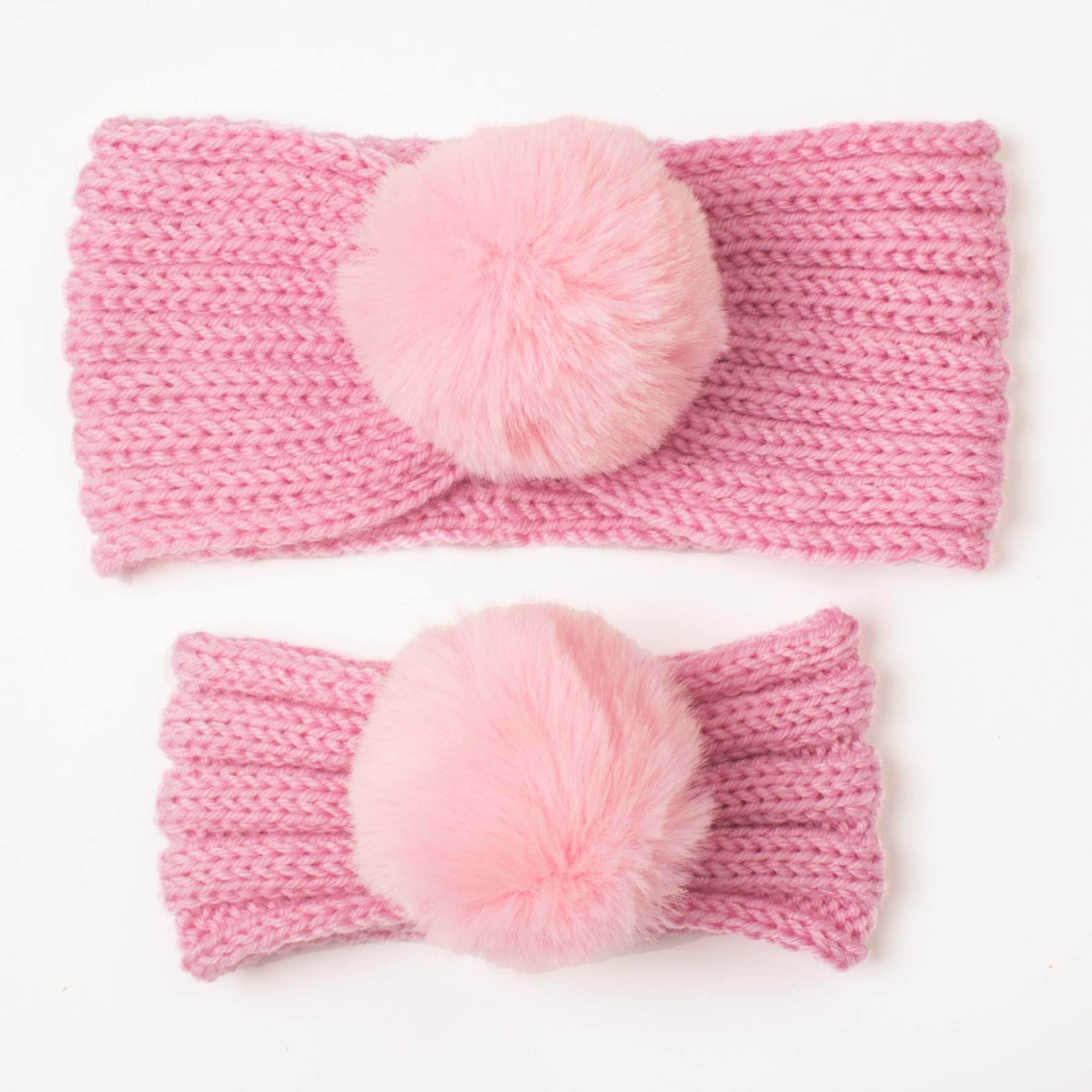 Knit Fur Ball Headband