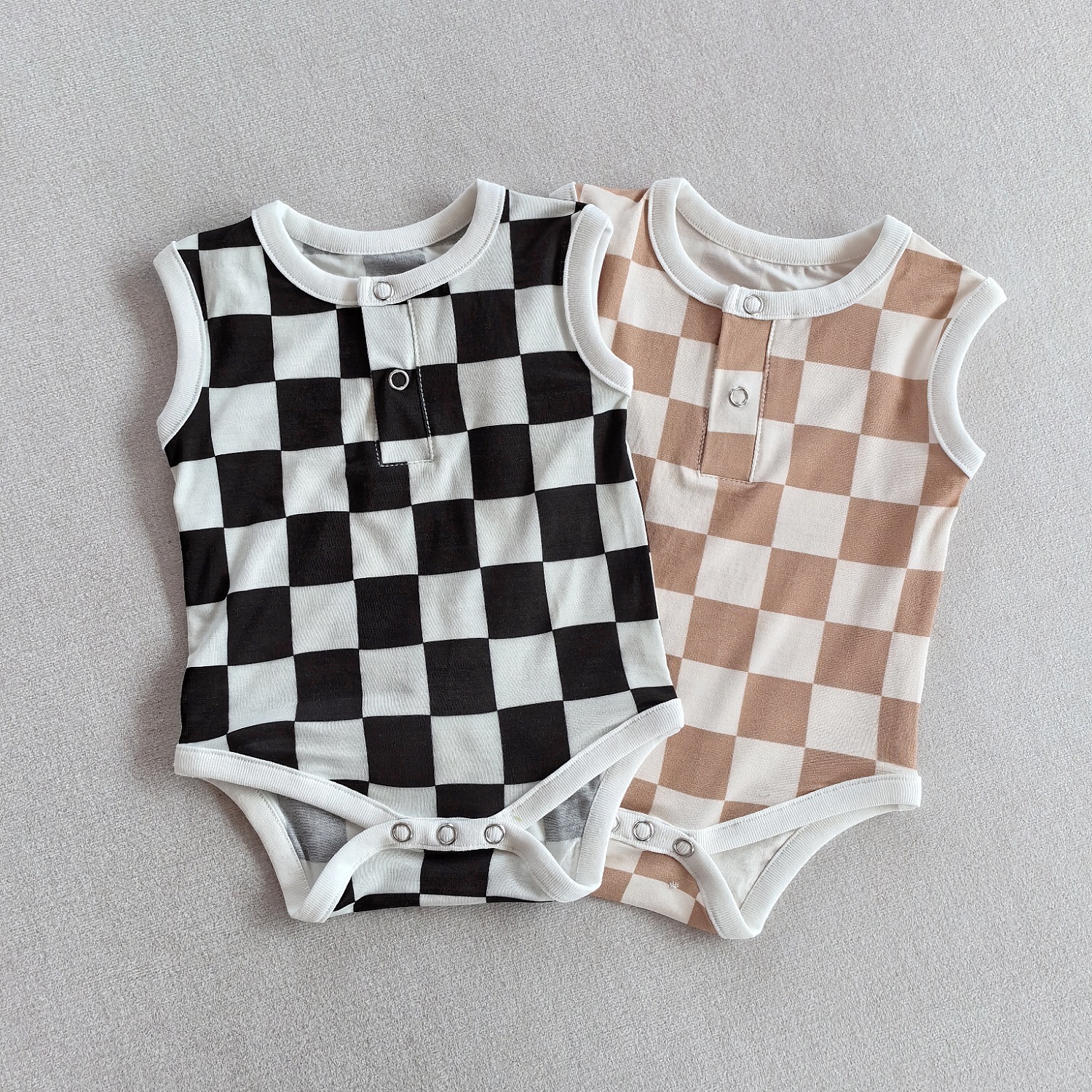 Newborn Checkered Bamboo Romper