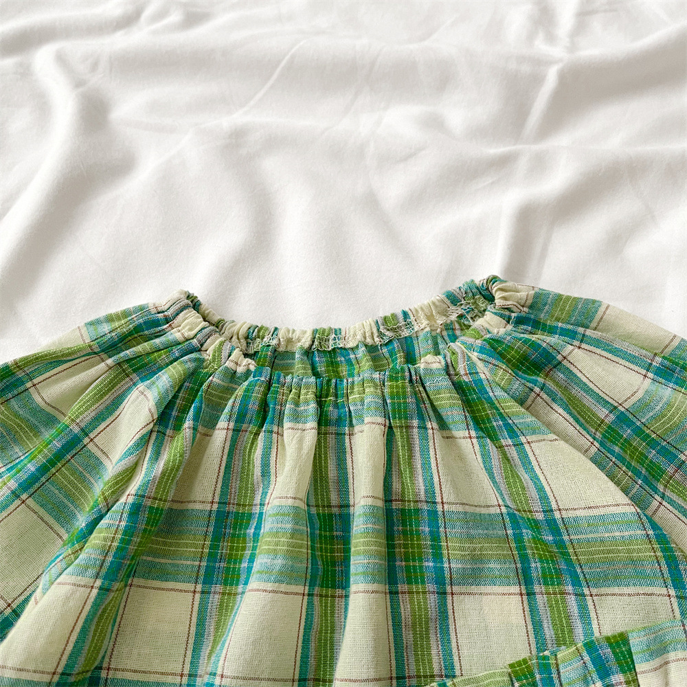 Baby Green Plaid Cotton Set