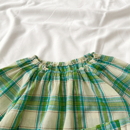 Baby Green Plaid Cotton Set