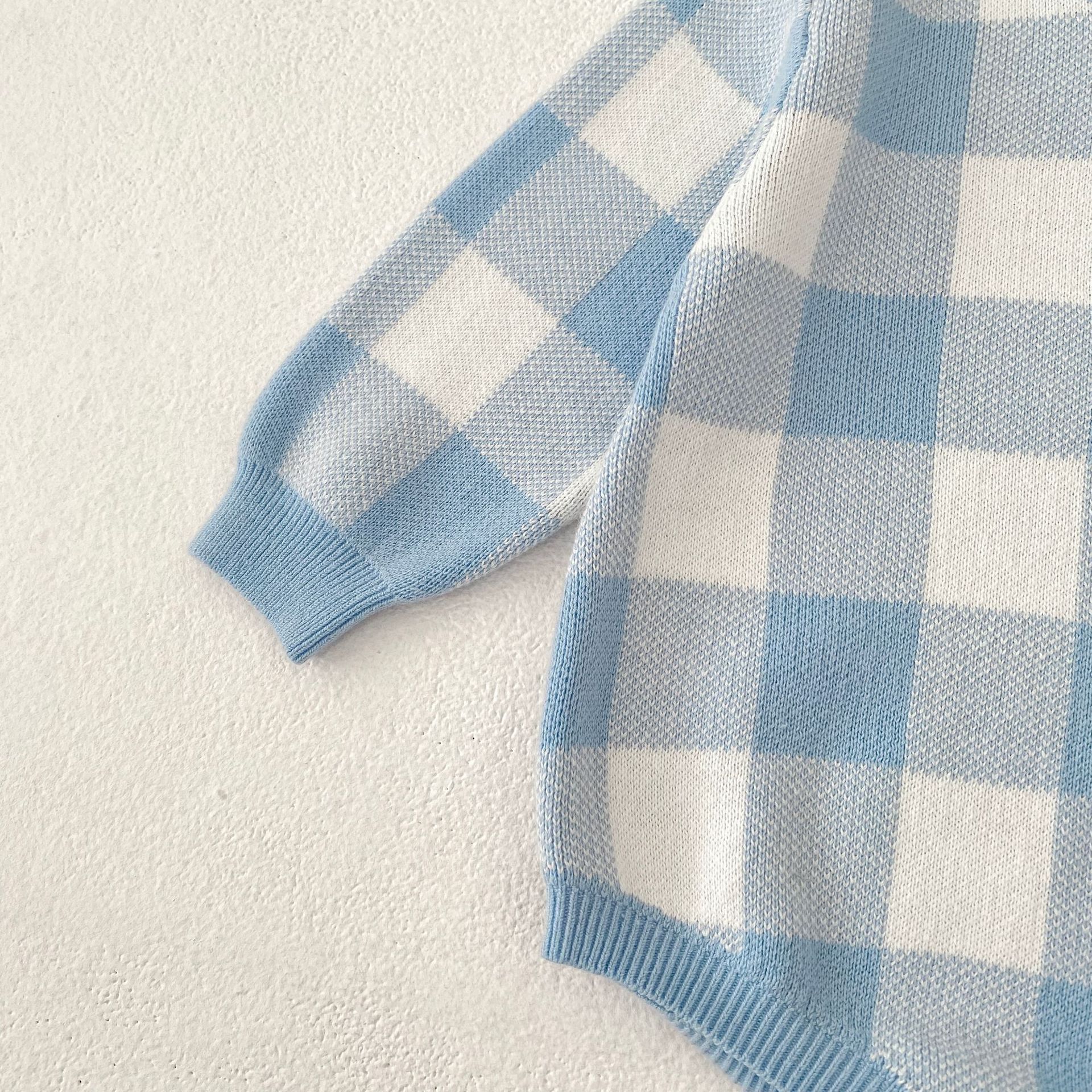 Newborn Checkered Knitting Romper