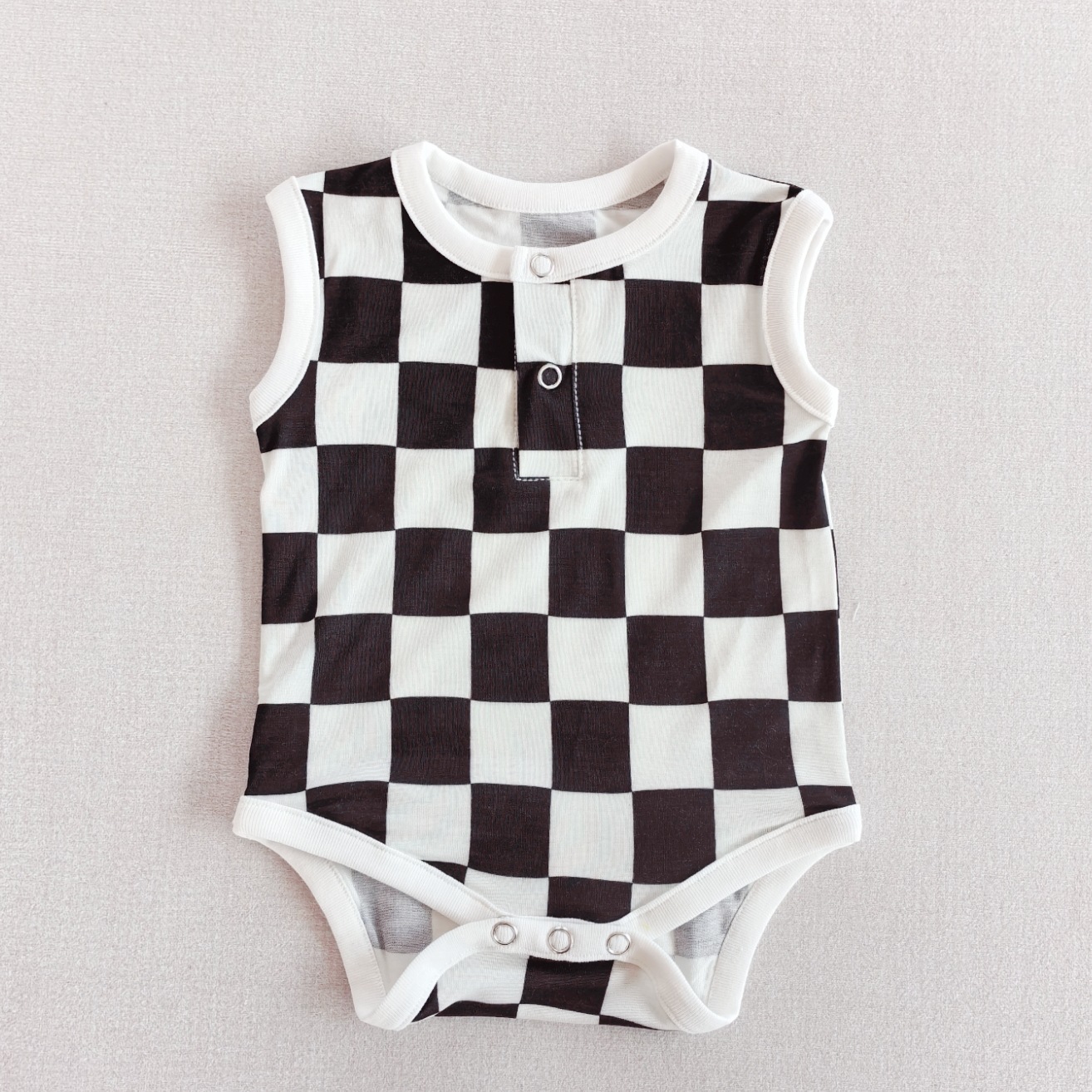 Newborn Checkered Bamboo Romper
