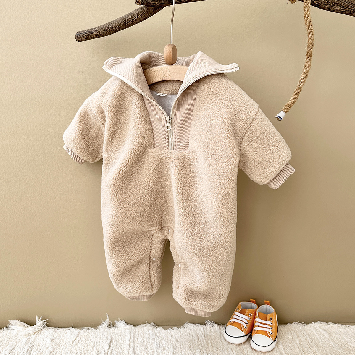 Baby Solid Zip Fleece Jumpsuit
