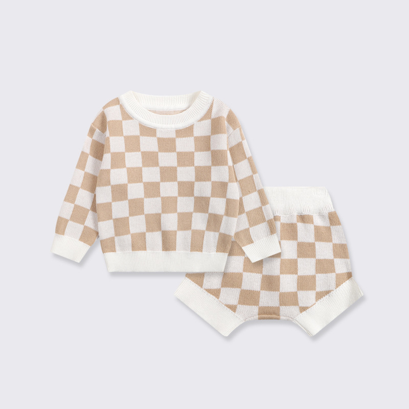 Baby Checkered Knitting Set