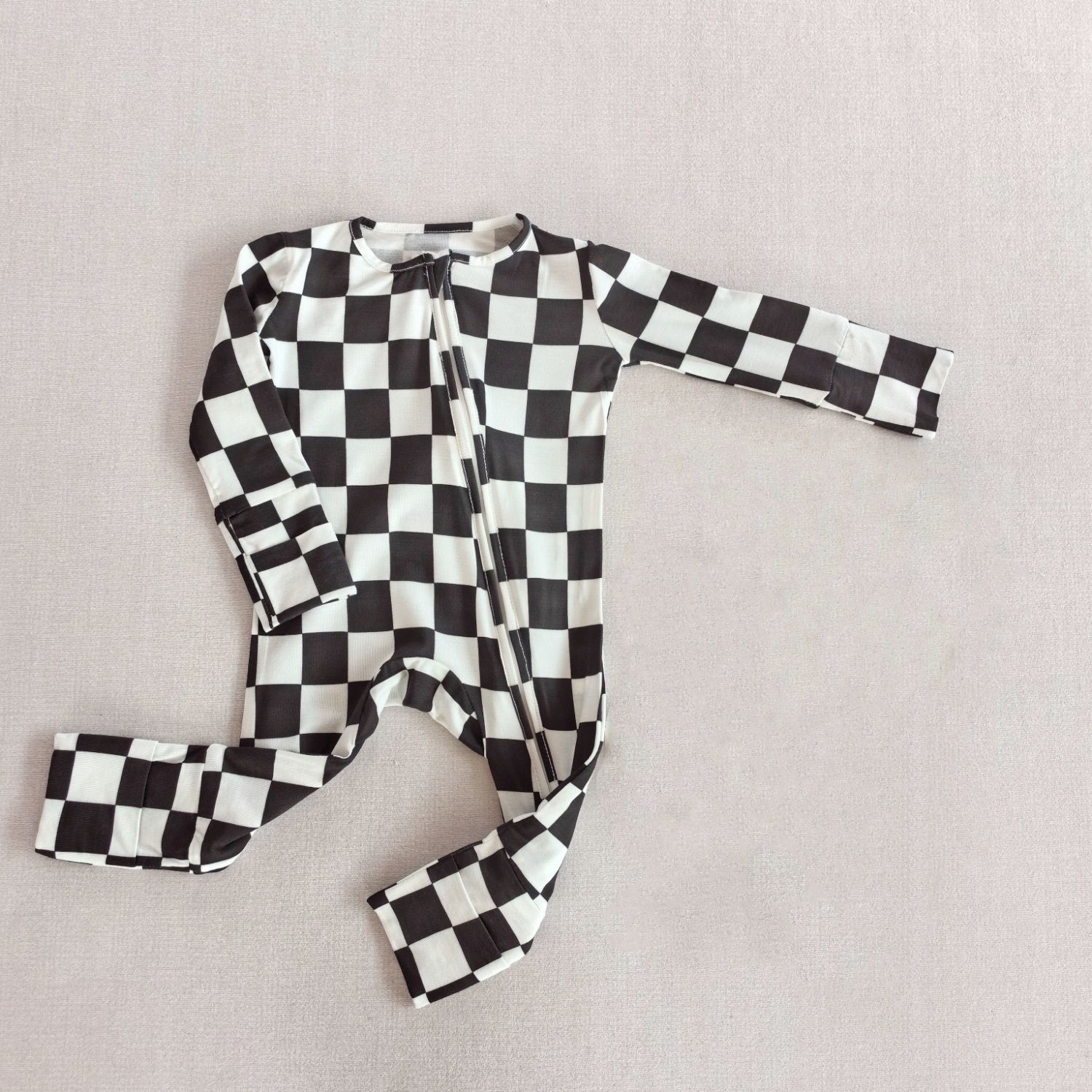 Newborn Bamboo Checkered Jumpsuit