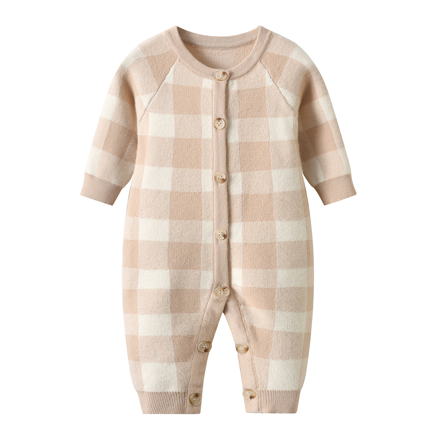 Newborn Knitting Checkered Jumpsuit