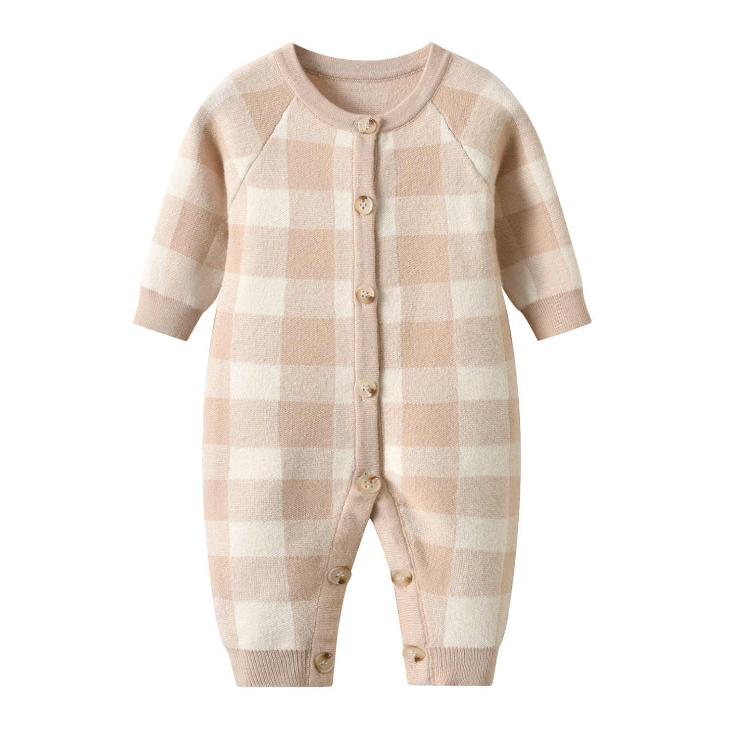Newborn Knitting Checkered Jumpsuit