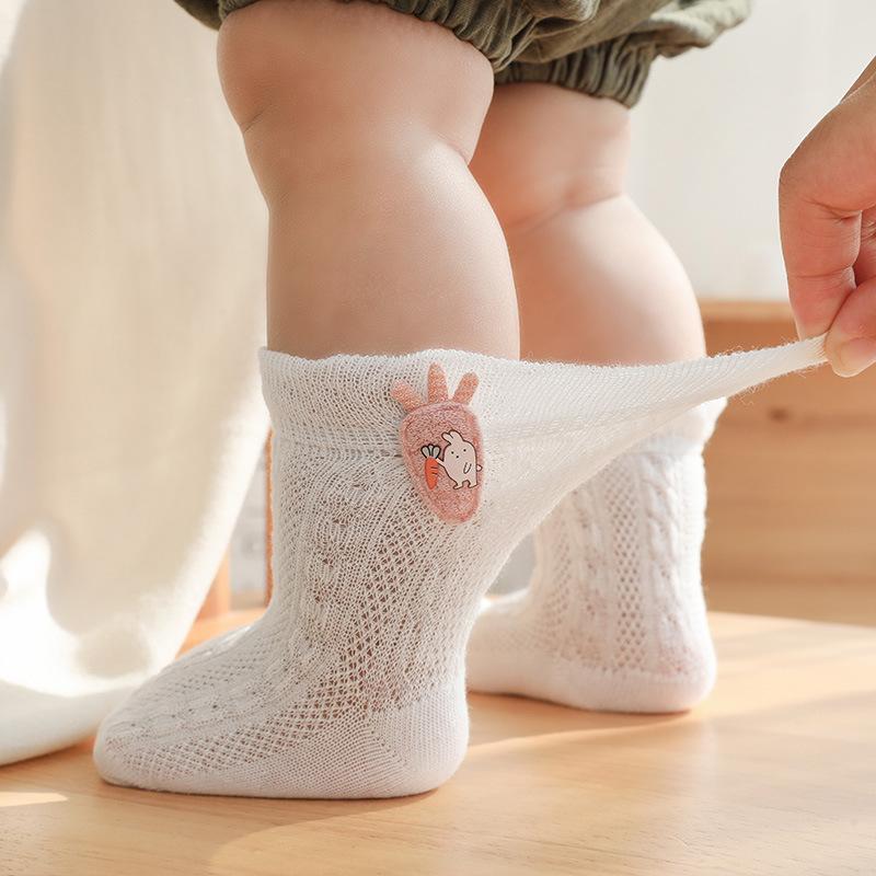 3-Pairs Baby Thin Mesh Anti-slip Socks-visikids