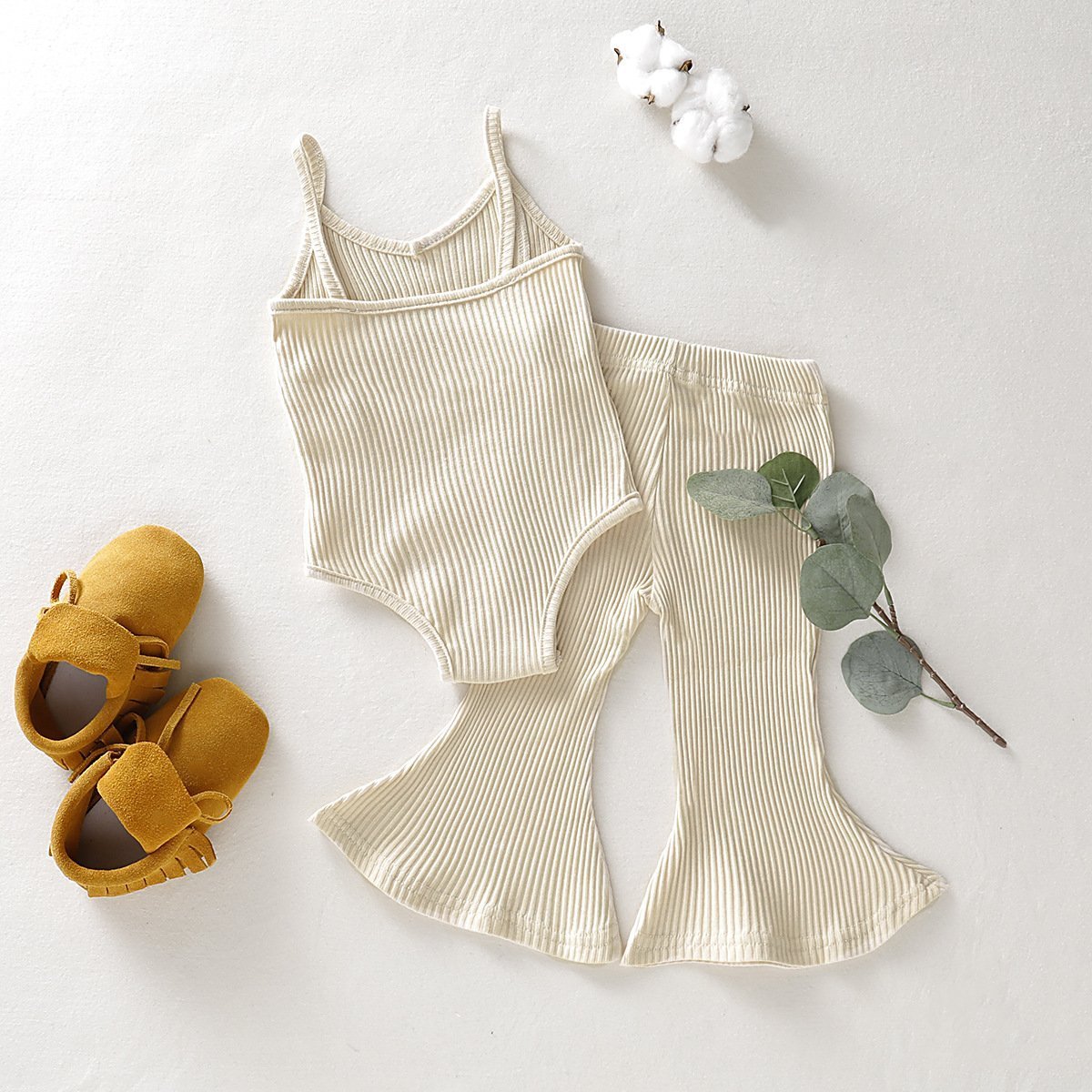 2-Piece Girl's Solid Color Vest Suit