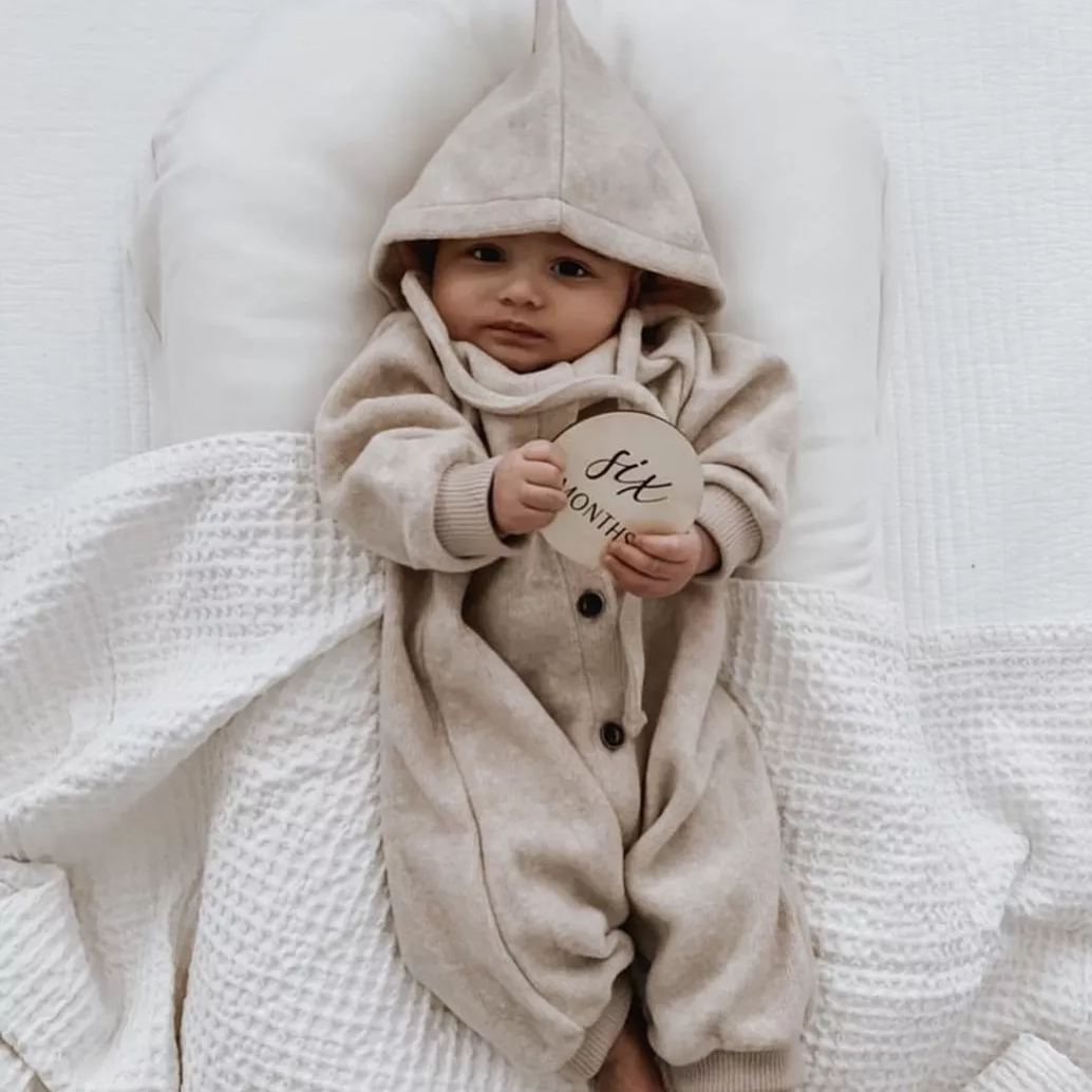 Baby Cotton Solid Jumpsuit With Hat