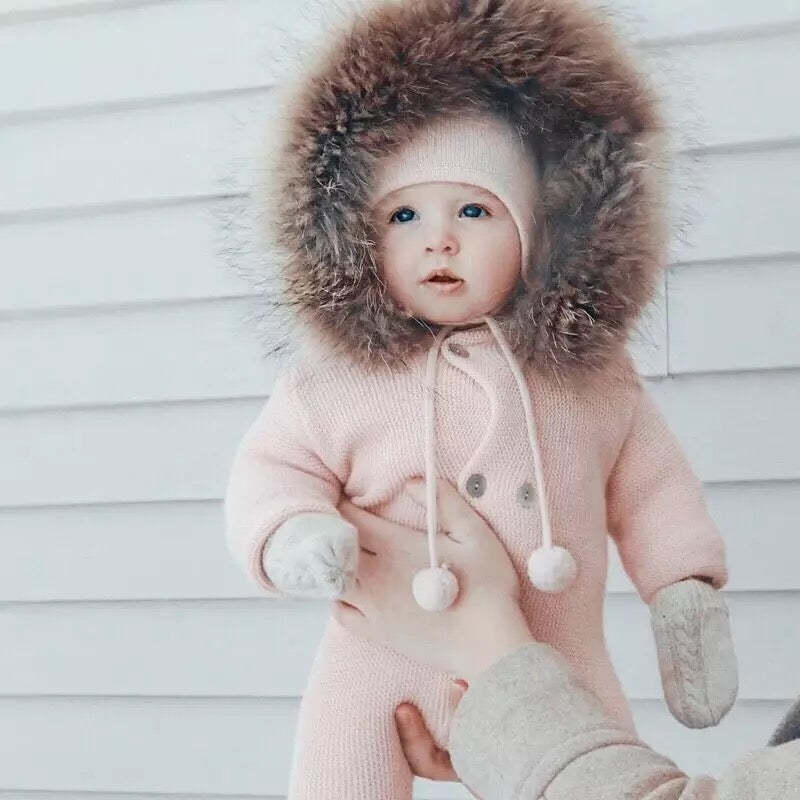 Winter Baby Collar Warm Jumpsuit