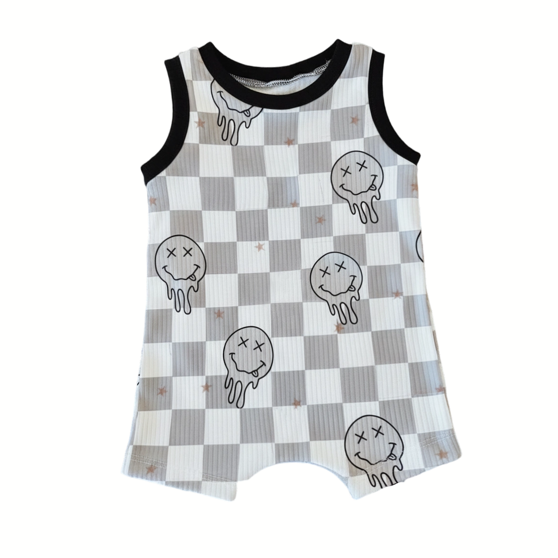 Baby Happy Face Checkered Jumpsuit