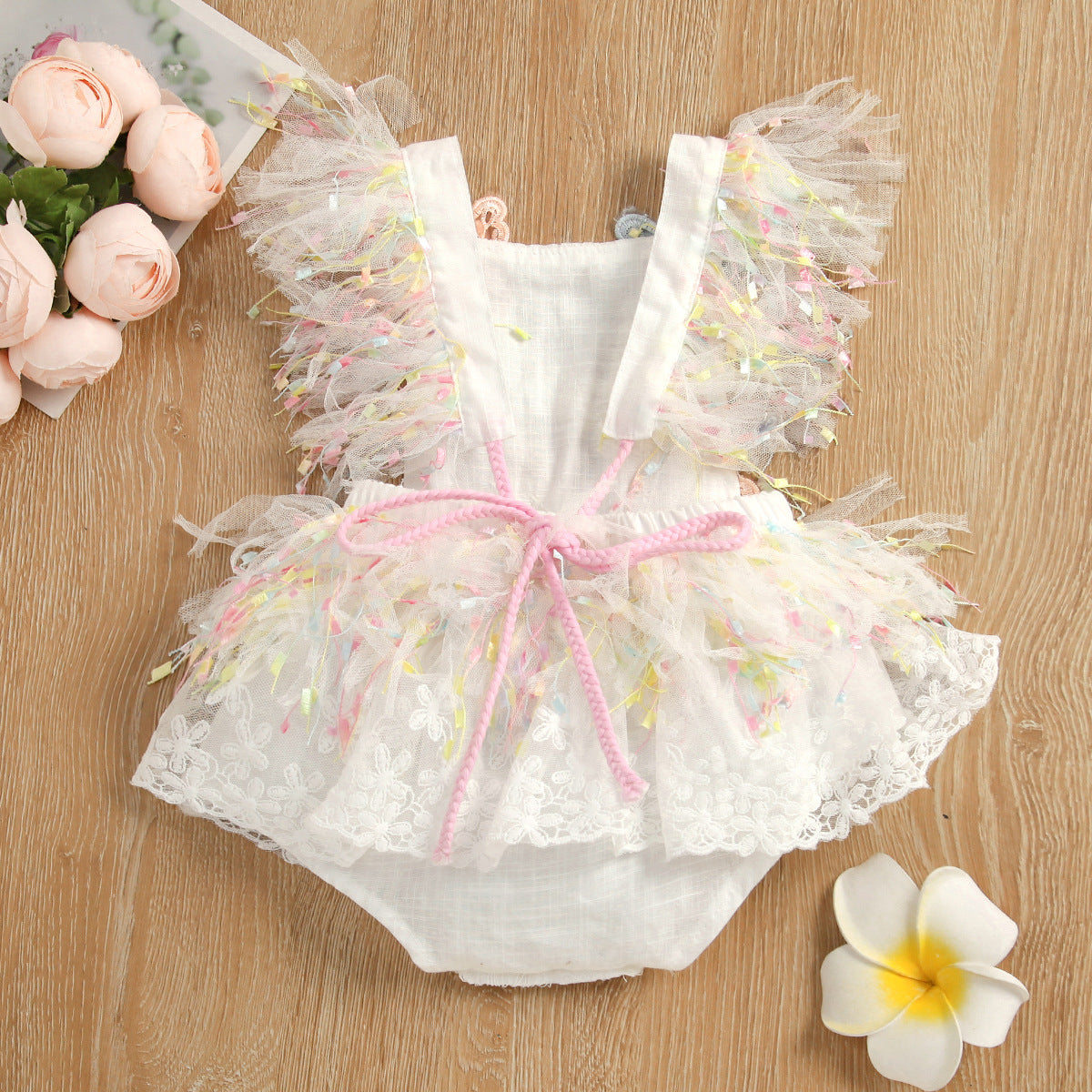 Tassel Mesh Butterfly Rompers