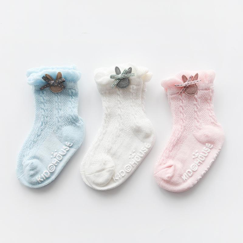 3-Pairs Baby Thin Mesh Anti-slip Socks-visikids
