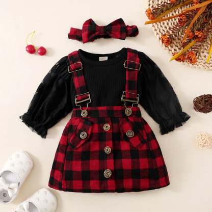 2-Piece Baby Plaid Dresses
