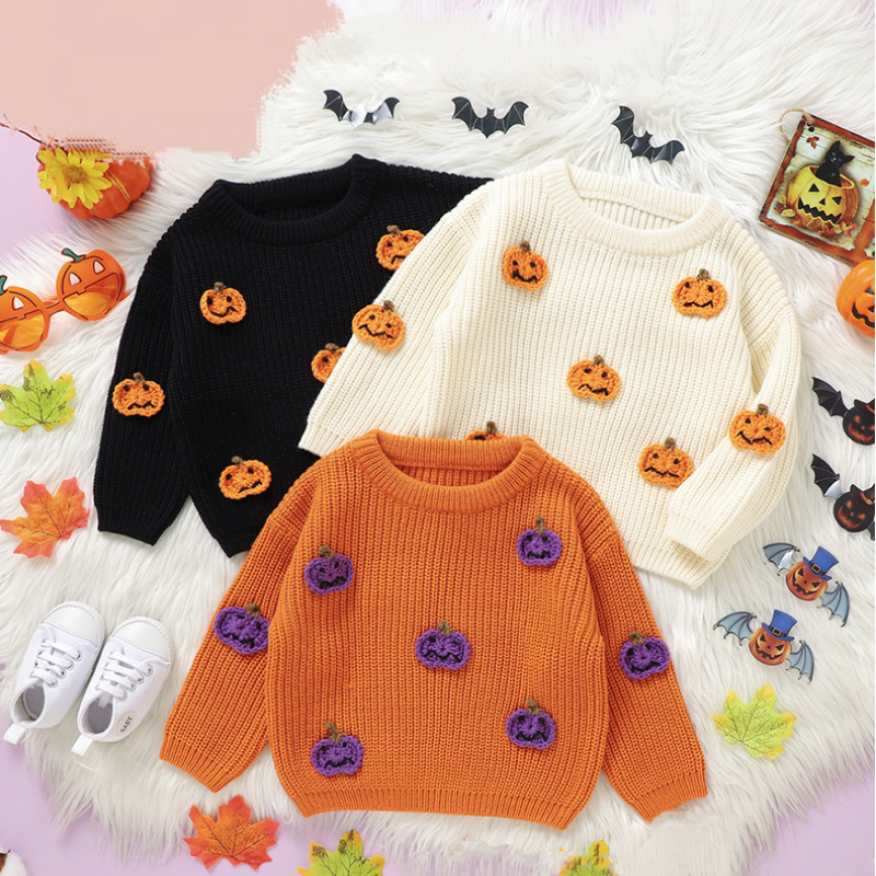 Baby Pumpkin Embroidery Sweater