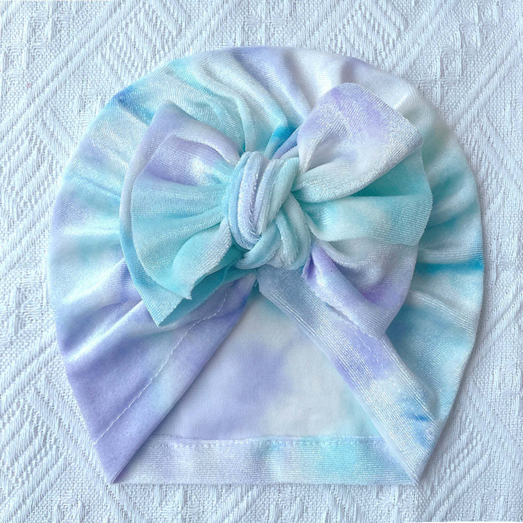 Baby Golden Velvet Lie Dyed Bow Hat