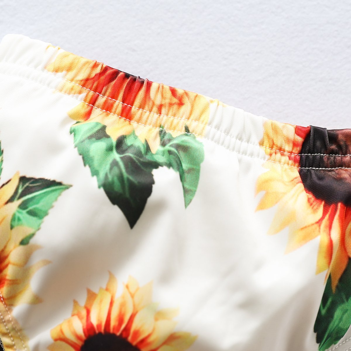 Girls Sunflower Print Lace Swimsuit-visikids