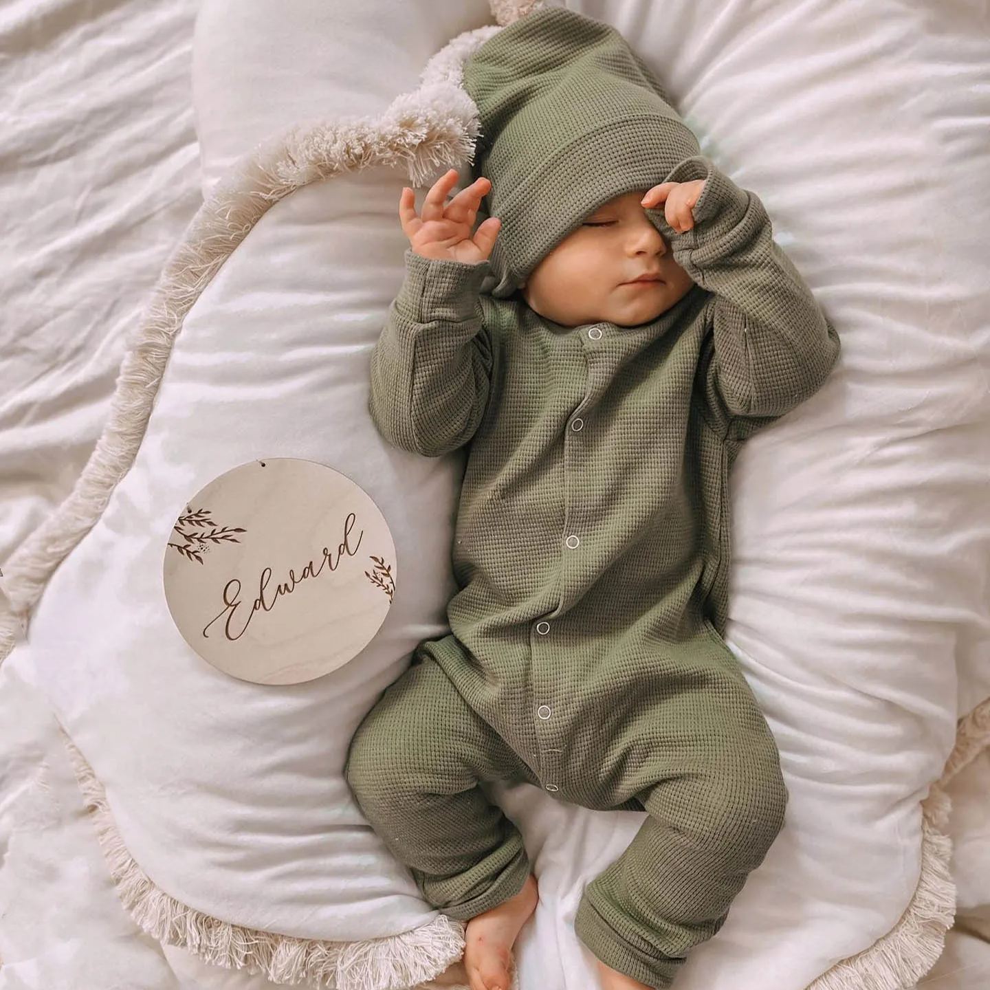 Baby Newborn Waffle Solid Suit