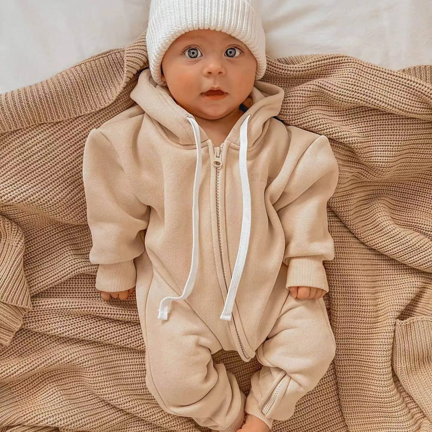 Baby Solid Color Zip Up Jumpsuit