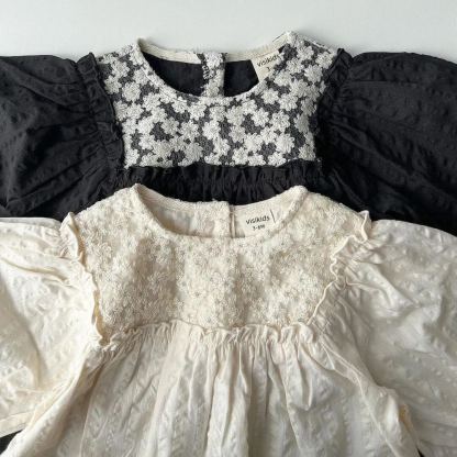 Baby Cotton Linen Puff Sleeves Romper