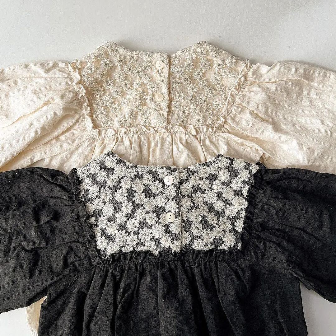 Baby Cotton Linen Puff Sleeves Romper