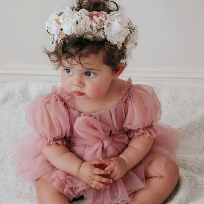 Baby Solid Gauze Romper With Headband