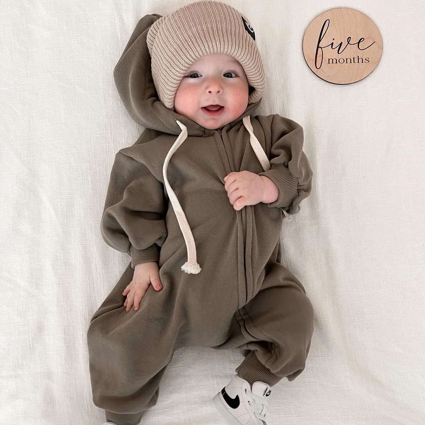 Baby Solid Hooded Zip Up Jumpsuit-ootdbebe