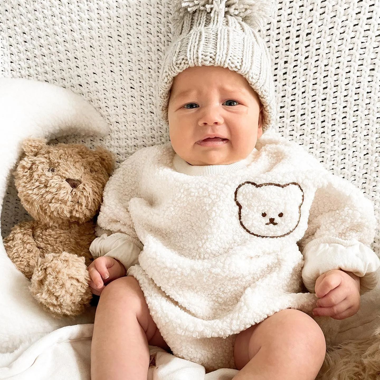 Baby Bear Embroidery Romper