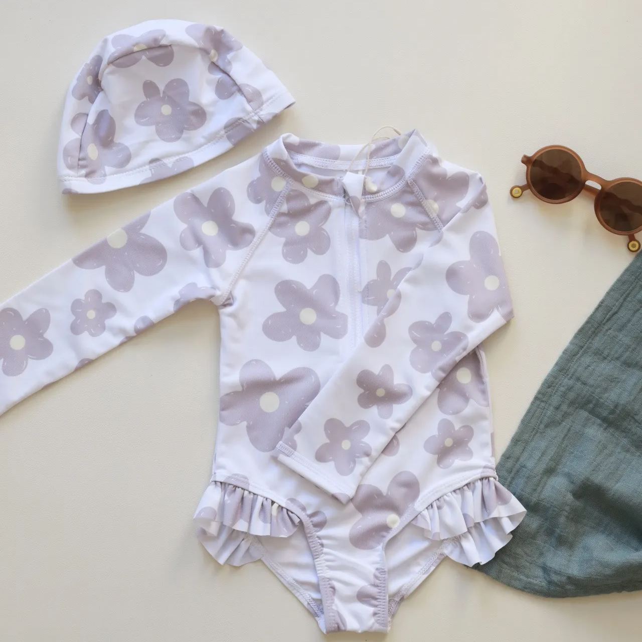 Toddler Girl Swimsuit With Cap
