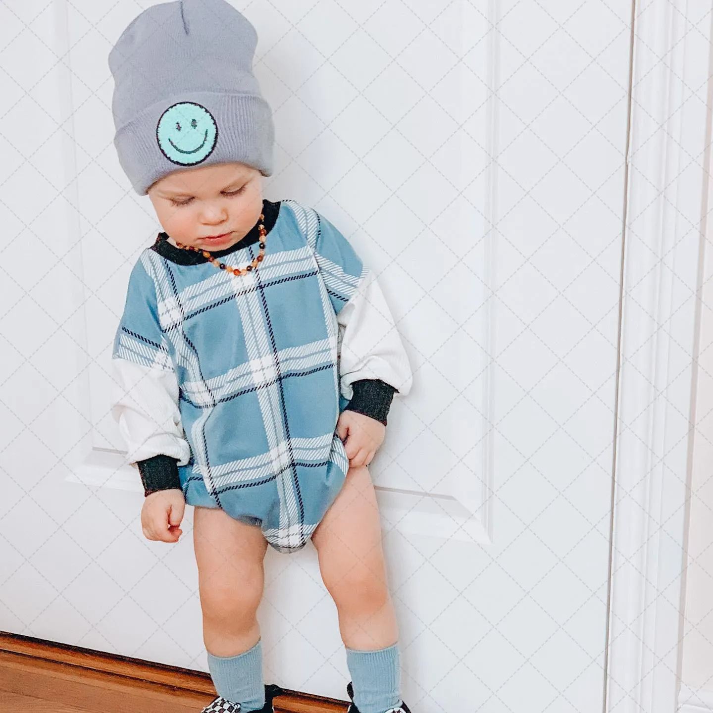 Baby Checkered Bubble Romper