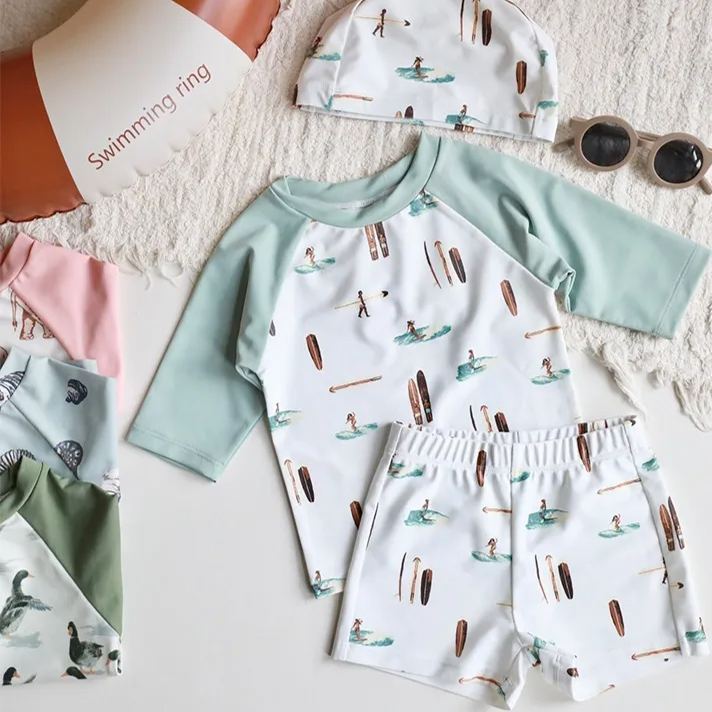 [Copy]Toddler Swimsuit Set With Swimming Cap