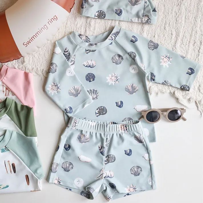 [Copy]Toddler Surf Swimsuit Set With Swimming Cap