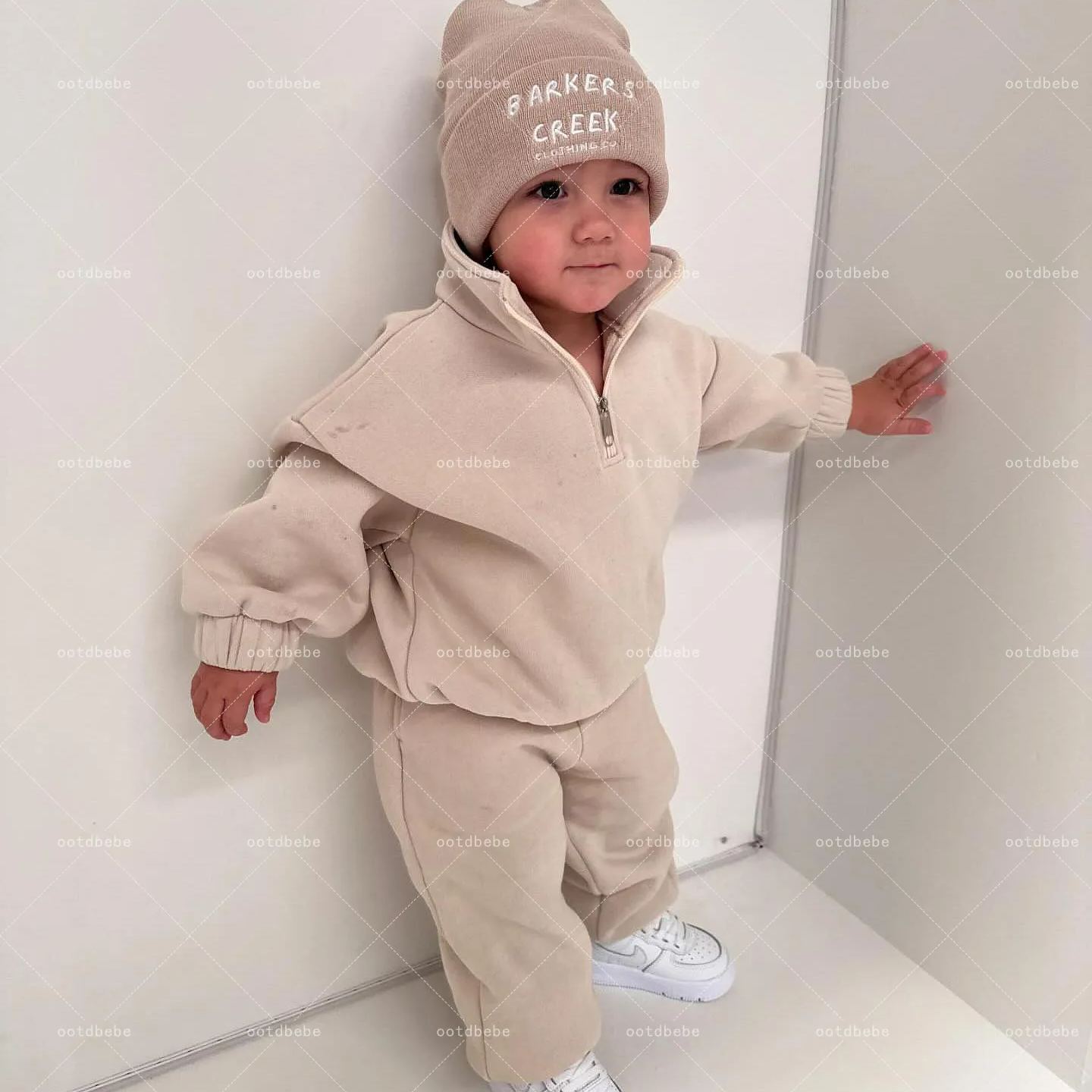 Toddler Solid Zipper Fleece Set