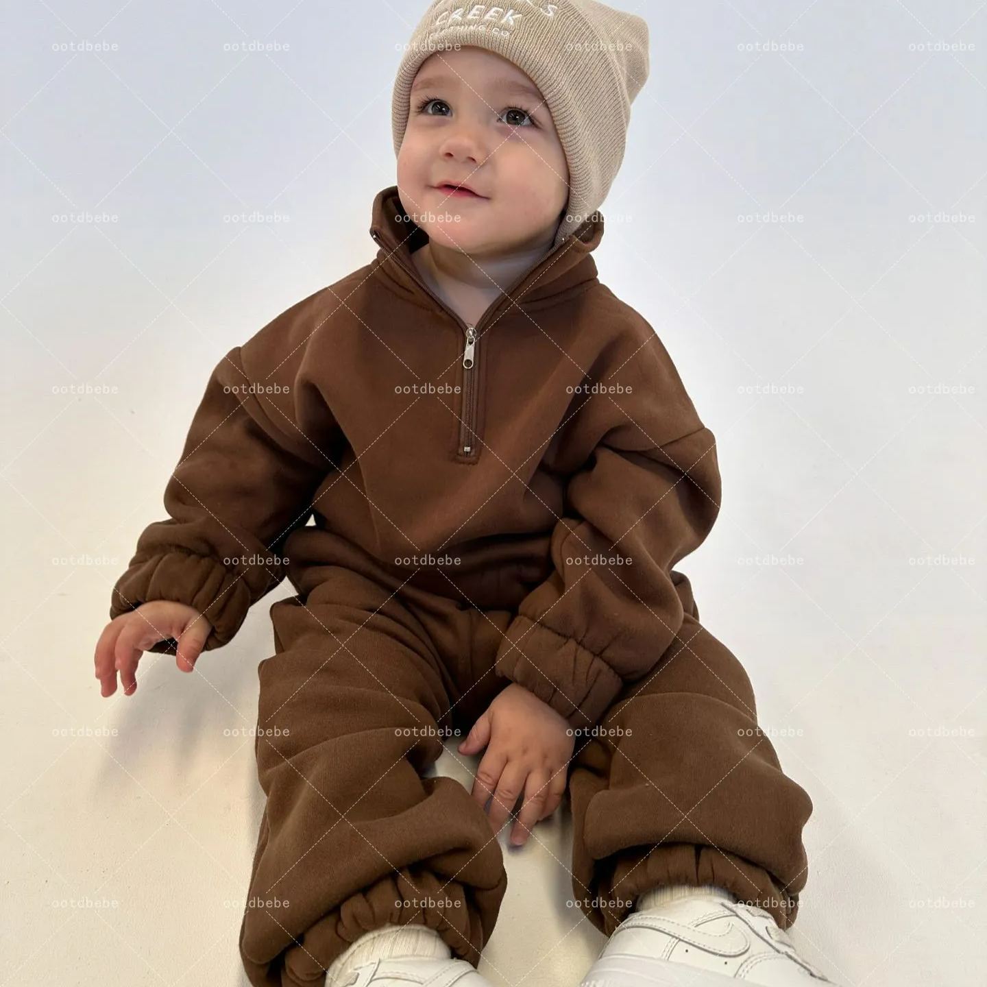 Toddler Solid Zipper Fleece Set