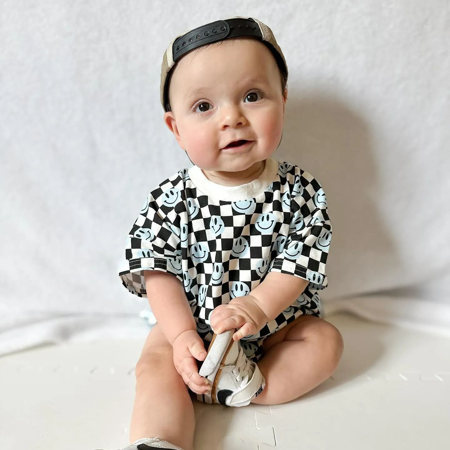 Baby Smiley Checkered Romper