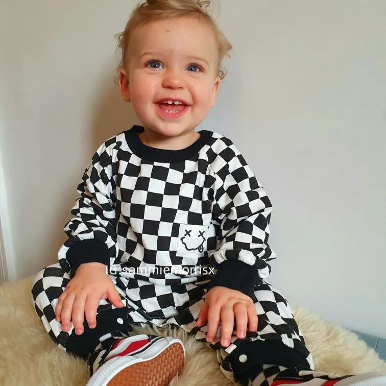 Baby Smiley Checkered Jumpsuit