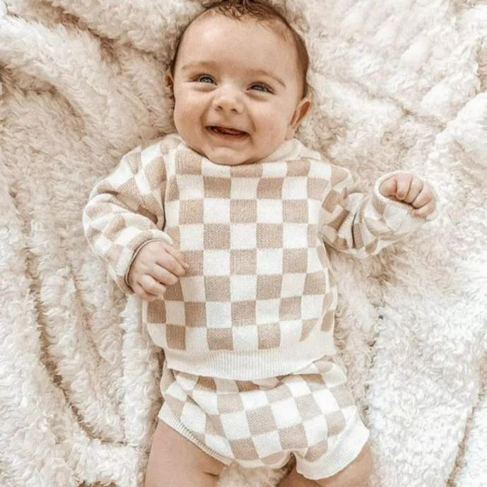 Baby Checkered Knitting Set