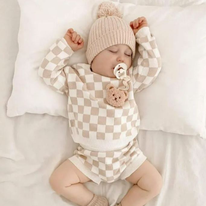 Baby Checkered Knitting Set