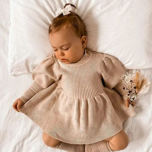 Baby Puff Sleeve Knit Dress