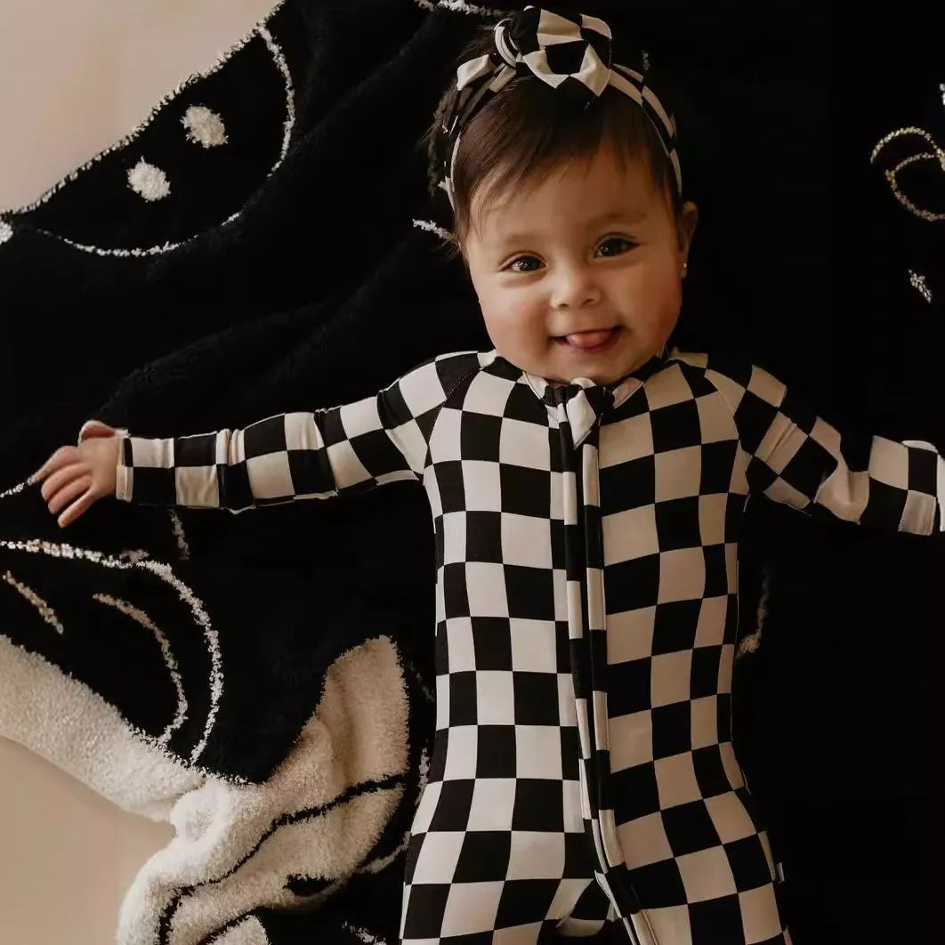 Newborn Bamboo Checkered Jumpsuit
