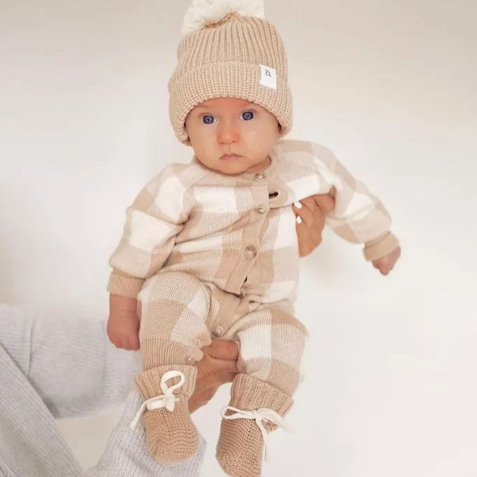 Newborn Knitting Checkered Jumpsuit