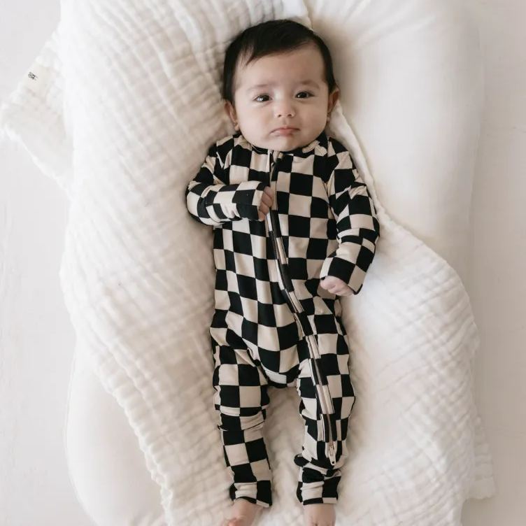 Newborn Bamboo Checkered Jumpsuit