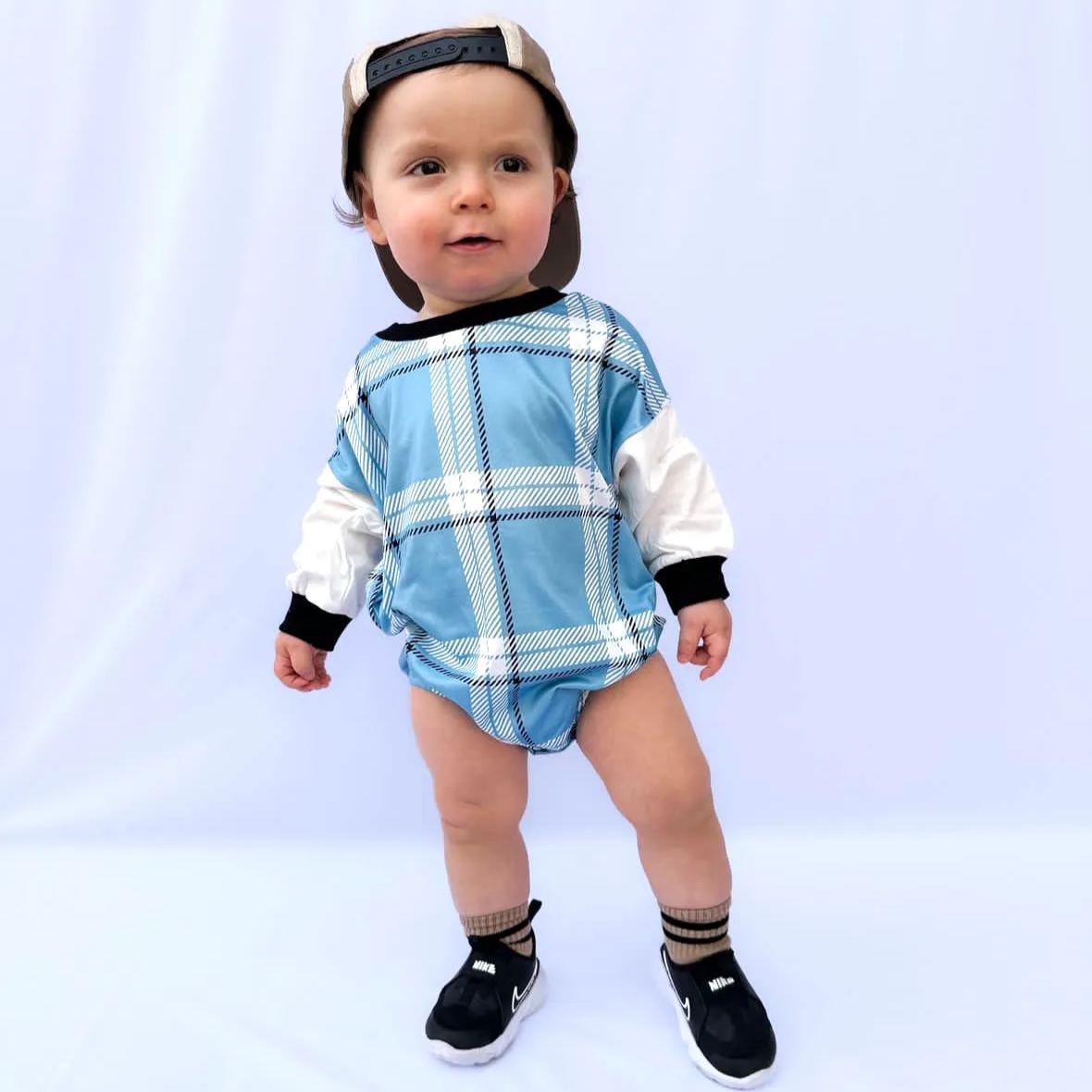 Baby Checkered Bubble Romper