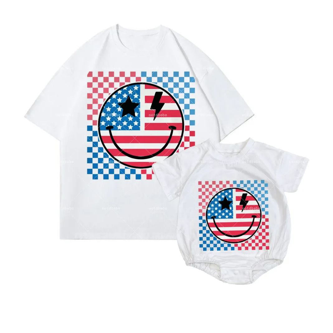 Mommy & Me Independence Day Happy Face Matching Clothing