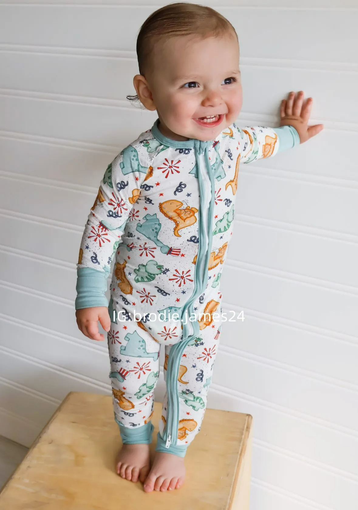 Newborn Independence Day Dinosaur Bamboo Sleeper