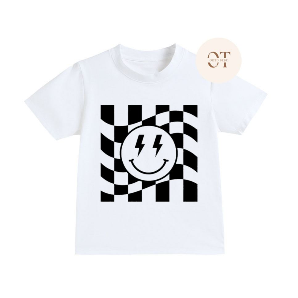 Toddler Happy Face Checkered T-shirt