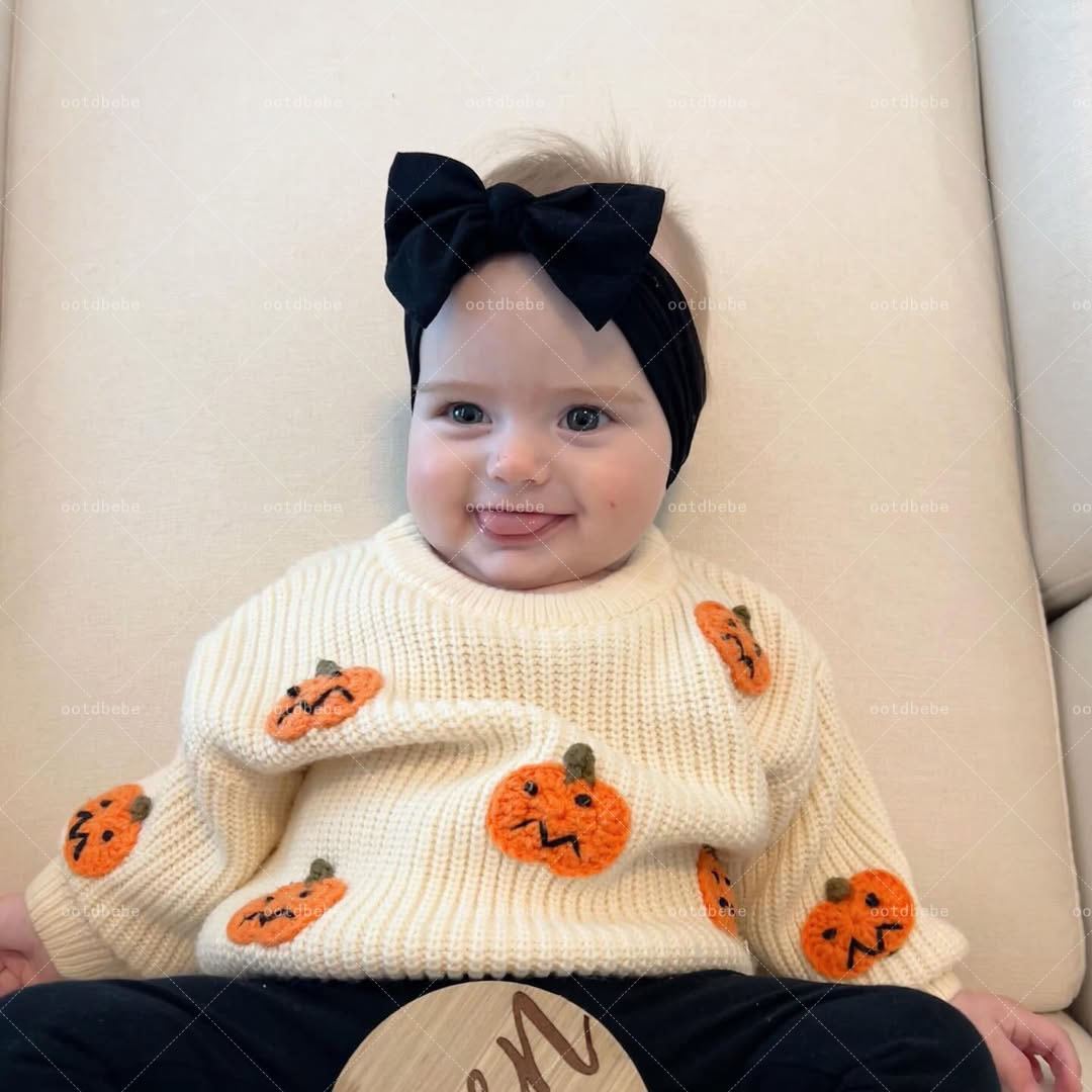 Baby Pumpkin Embroidery Sweater