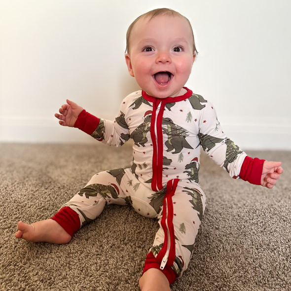 Baby Christmas Dinosaur Bamboo Sleeper